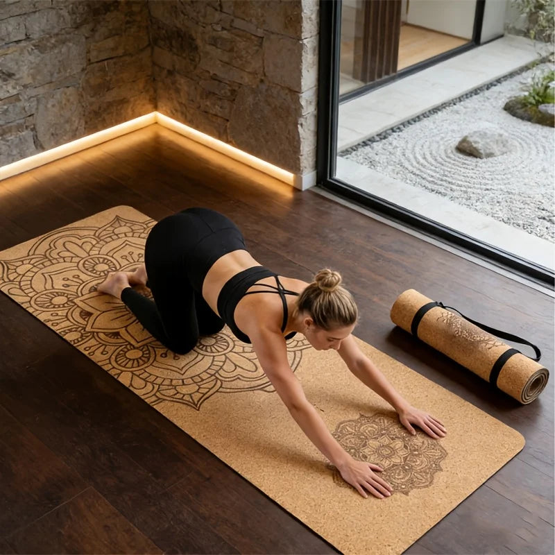 Non-Slip TPE Yoga Mat With Mandala Print – 5 mm Thick