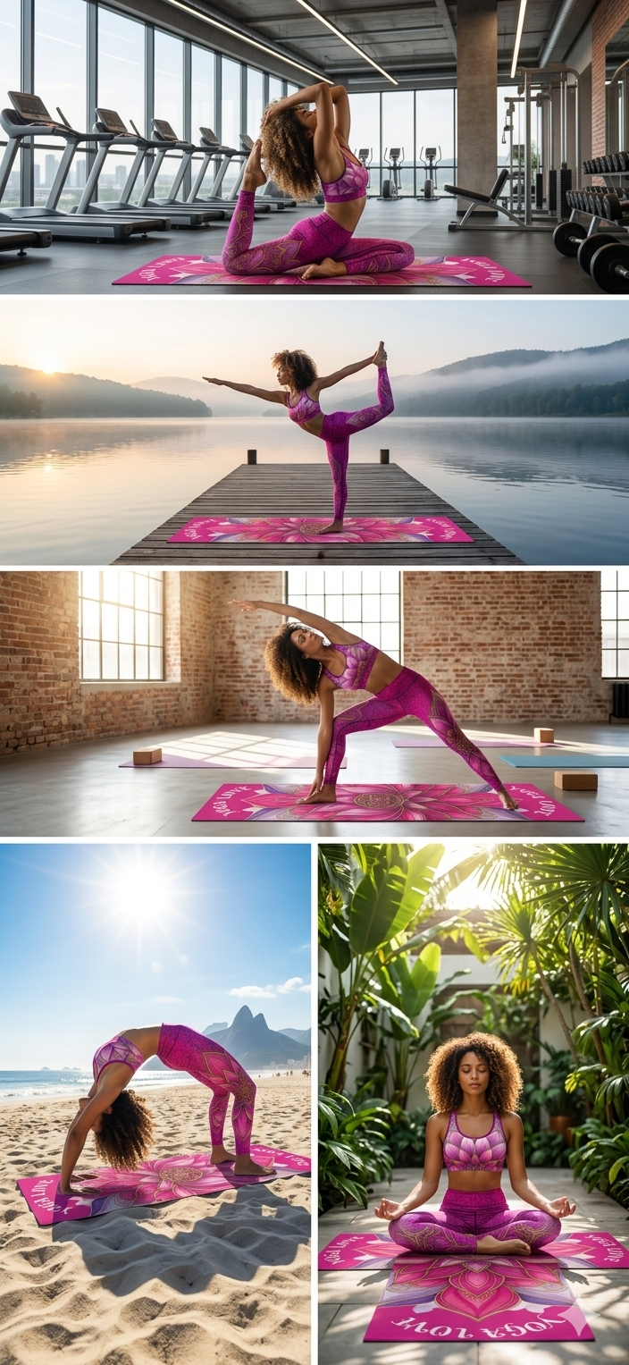 Yoga Mat |  Non-Slip Fitness Mat for Women, Meditation & Wellness Gift, Home Workout Essential | Pink Lotus Mandala Printify