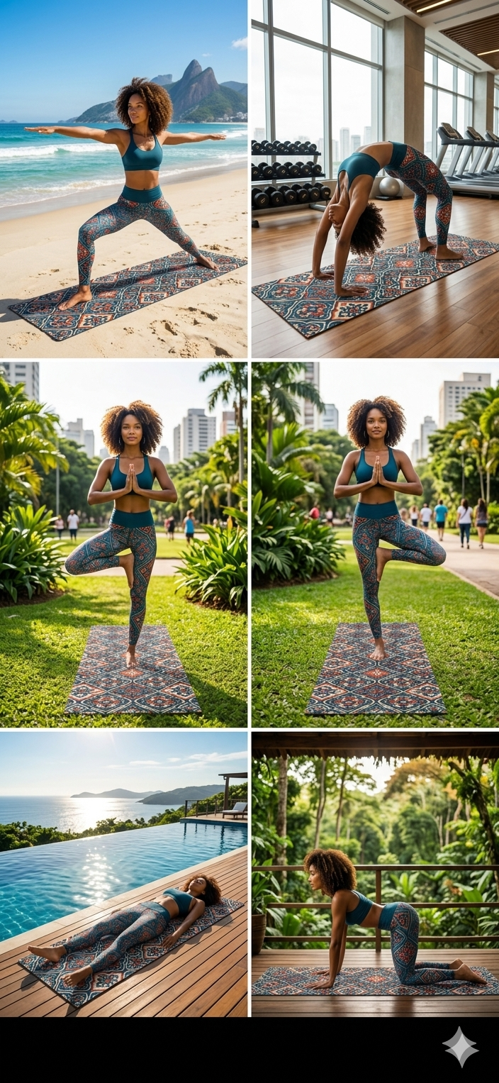 Vintage Tile Pattern Rubber Yoga Mat | Boho Moroccan Medallion Design - Best Yoga Mats for Home Workouts
