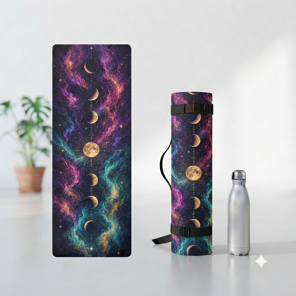 Celestial Microfiber Suede Yoga Mat for Home Practice Printify