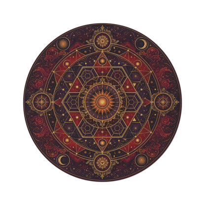 Celestial Mandala Round Rug | Sun Moon Geometric Boho Décor Printify