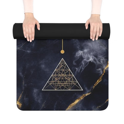 Sacred Geometry Flower of Life Rubber Yoga Mat | Mystic Marble Design - Best Yoga Mats for Home Workouts