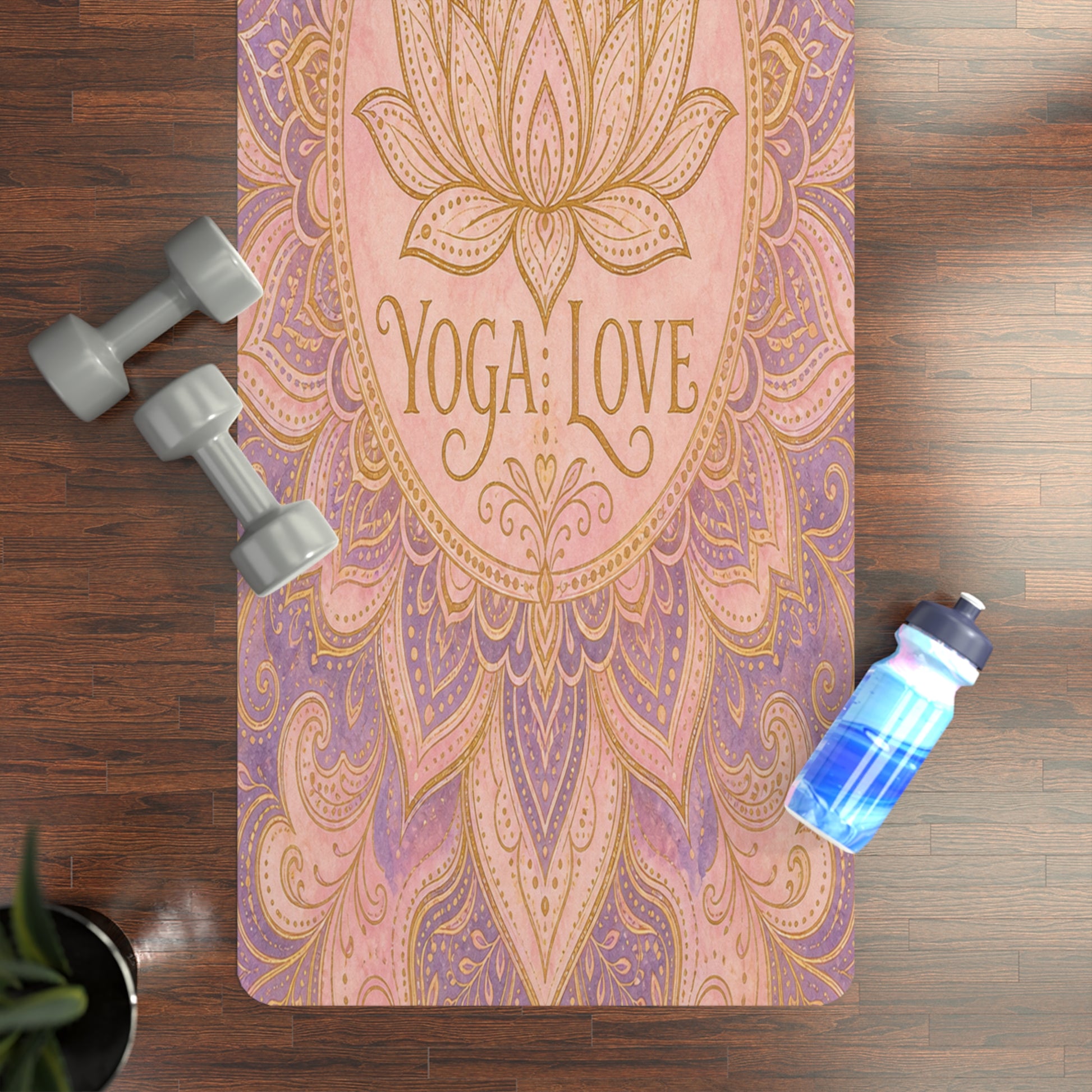 Lotus Mandala Yoga Love Rubber Yoga Mat | Floral Lotus Design, Non-Slip - Best Yoga Mats for Home Workouts