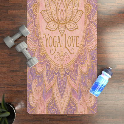 Lotus Mandala Yoga Love Rubber Yoga Mat | Floral Lotus Design, Non-Slip - Best Yoga Mats for Home Workouts