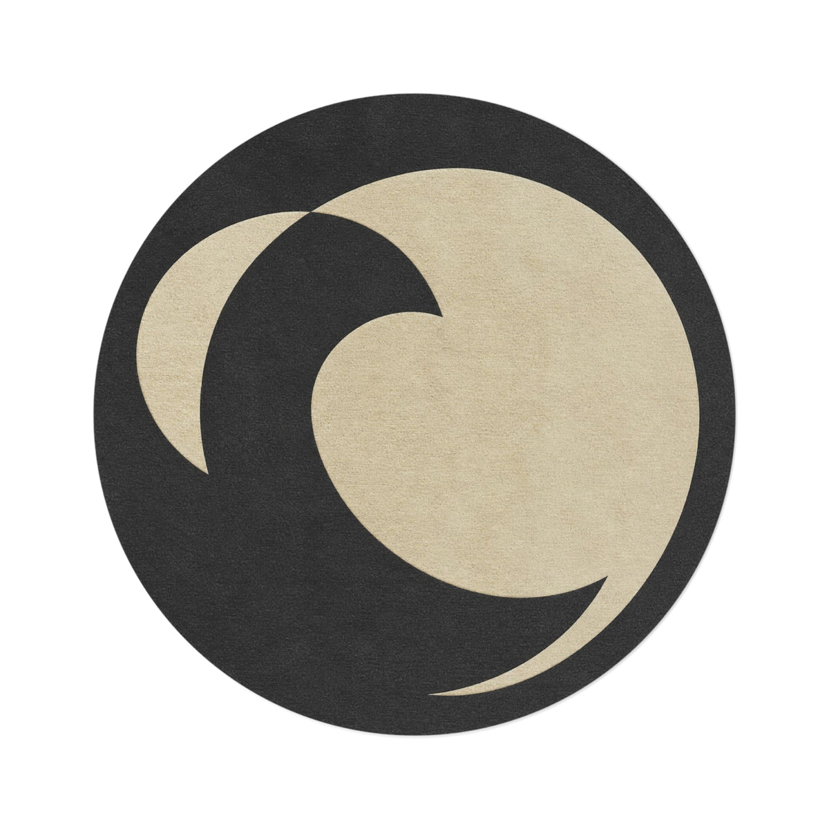 Minimalist Wave Round Rug | Black Cream Coastal Area Rug Printify