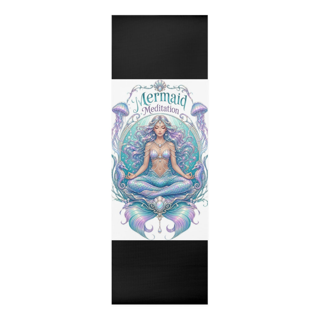 Mermaid Pose Illustration Foam Yoga Mat | Pastel Ocean Meditation Printify