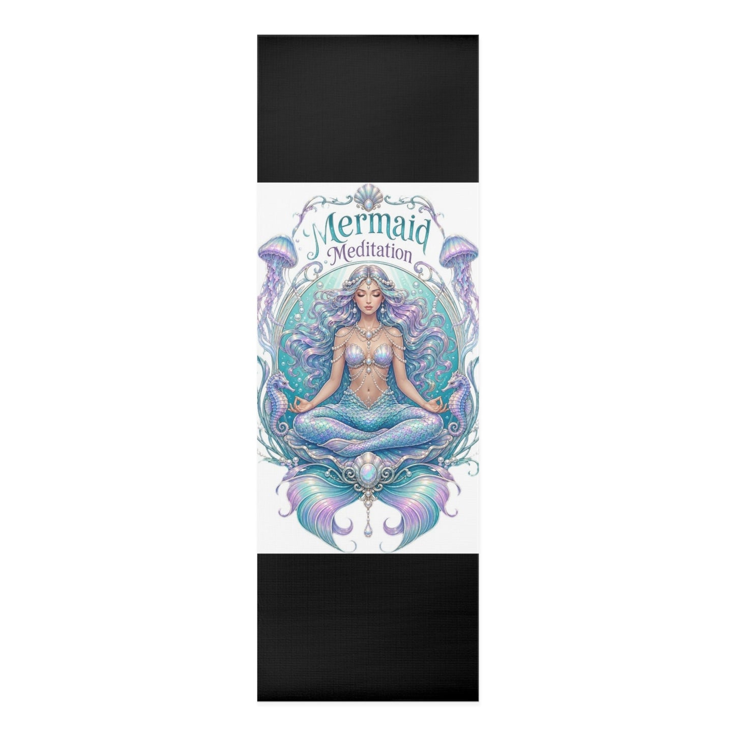 Mermaid Pose Illustration Foam Yoga Mat | Pastel Ocean Meditation - Best Yoga Mats for Home Workouts