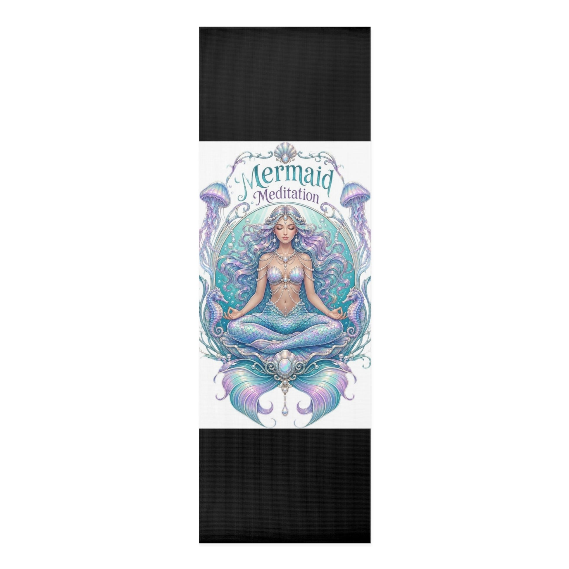 Mermaid Pose Illustration Foam Yoga Mat | Pastel Ocean Meditation - Best Yoga Mats for Home Workouts