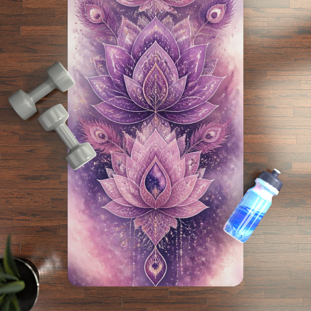 Purple Lotus Mandala Rubber Yoga Mat | Floral Meditation Mat Printify