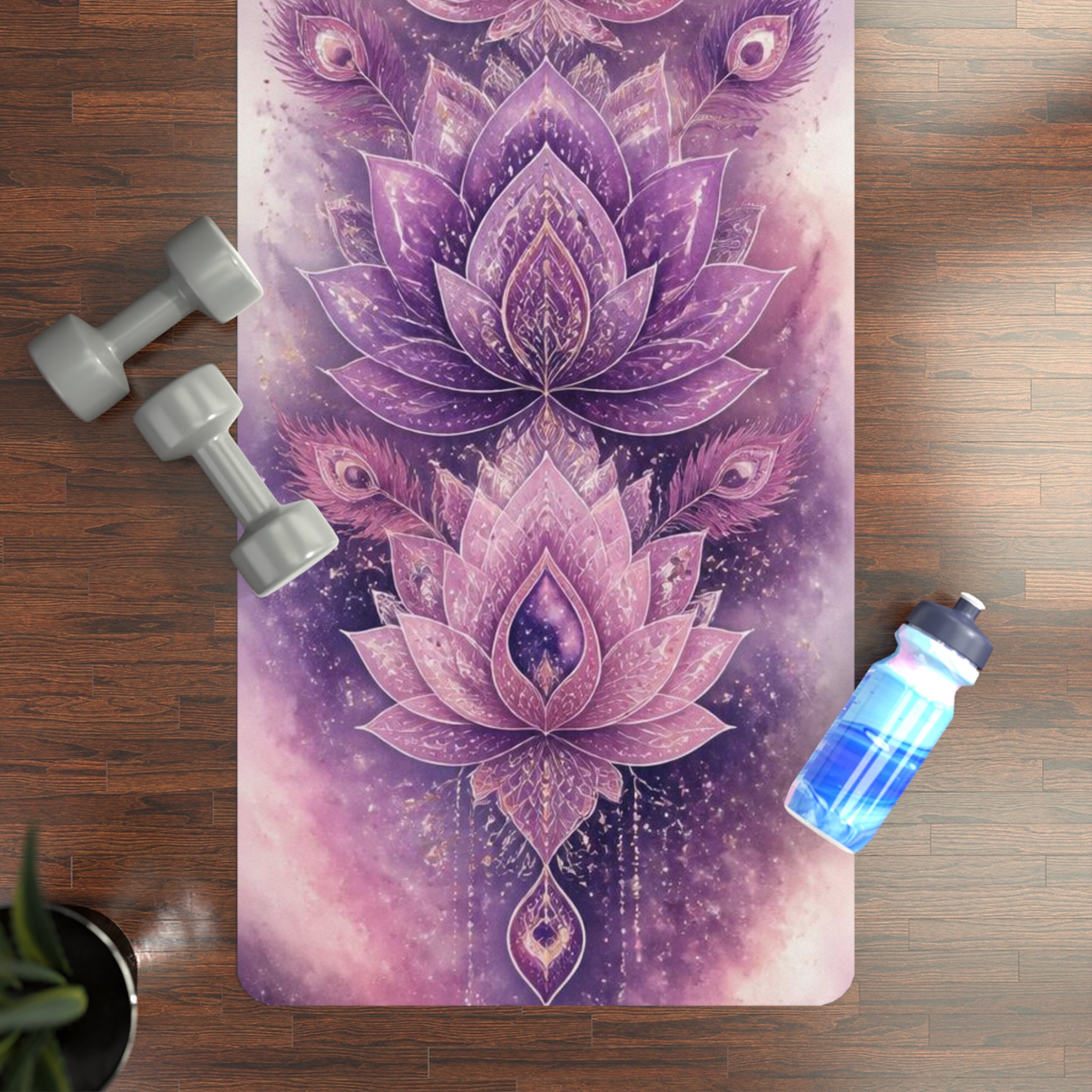 Purple Lotus Mandala Rubber Yoga Mat | Floral Meditation Mat Printify