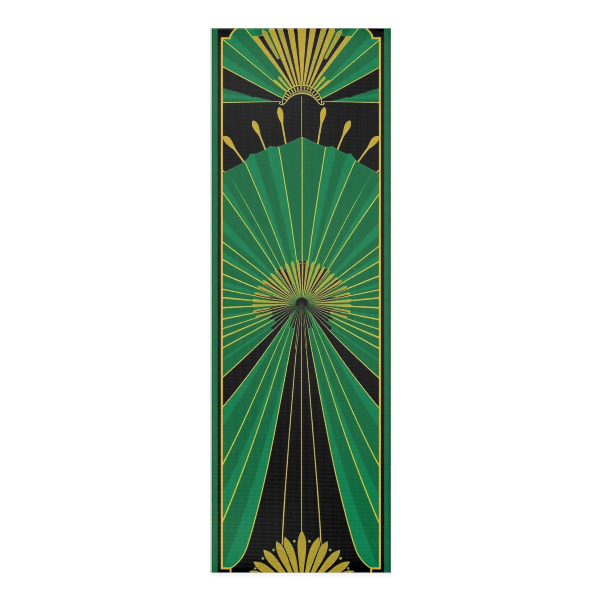 Art Deco Green Fan Pattern Foam Yoga Mat | Retro Geometric Exercise Mat - Best Yoga Mats for Home Workouts