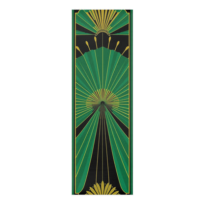 Art Deco Green Fan Pattern Foam Yoga Mat | Retro Geometric Exercise Mat - Best Yoga Mats for Home Workouts