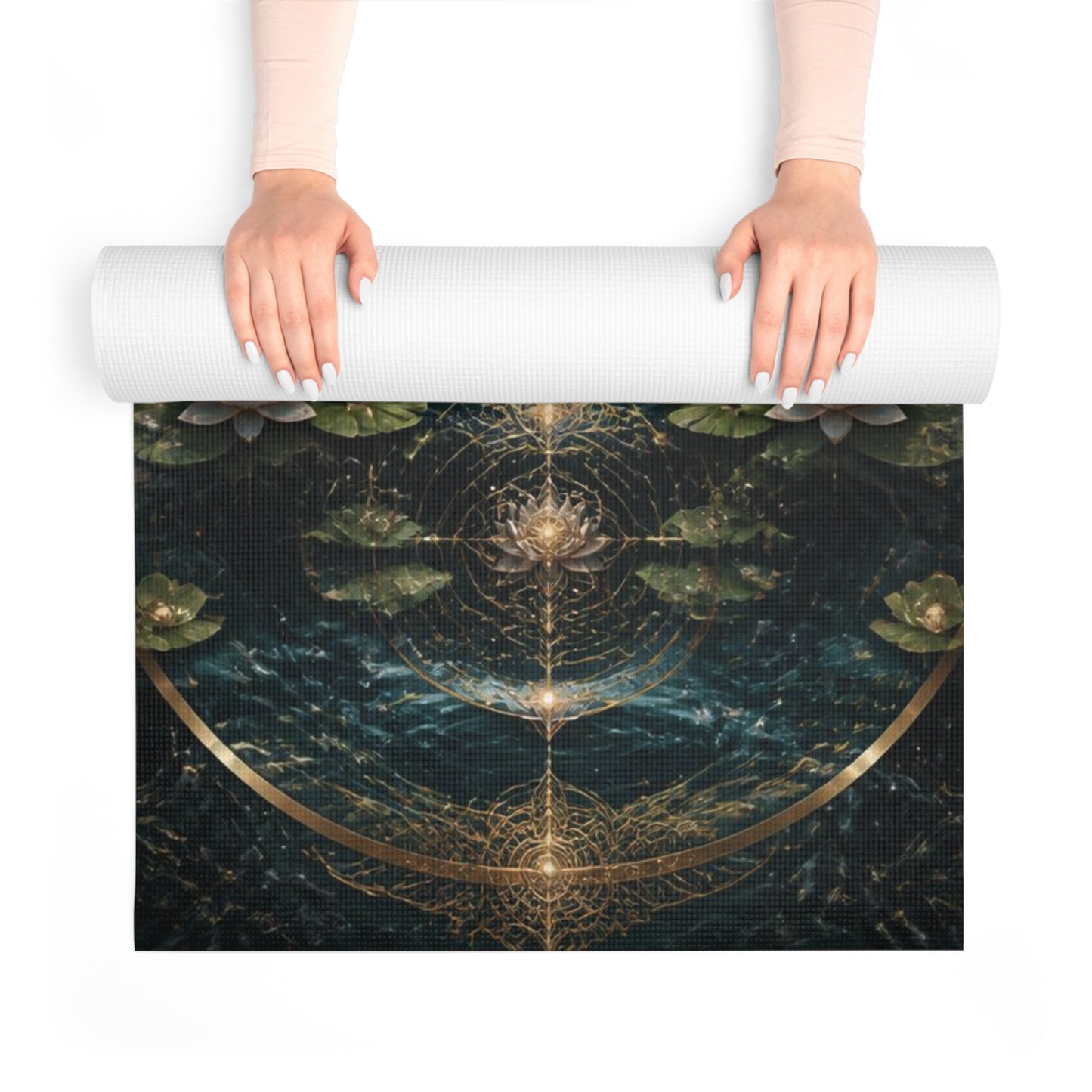 Sacred Geometry Lotus Tree Foam Yoga Mat | Cosmic Mandala Meditation Mat Printify