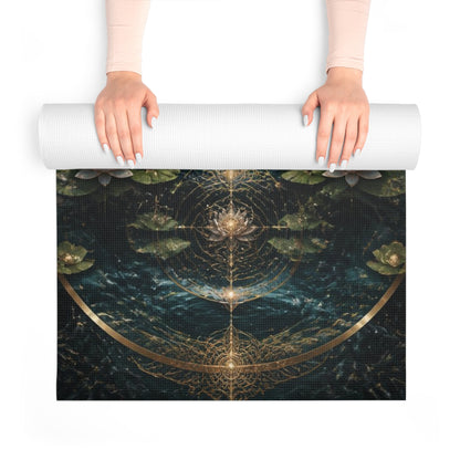 Sacred Geometry Lotus Tree Foam Yoga Mat | Cosmic Mandala Meditation Mat Printify