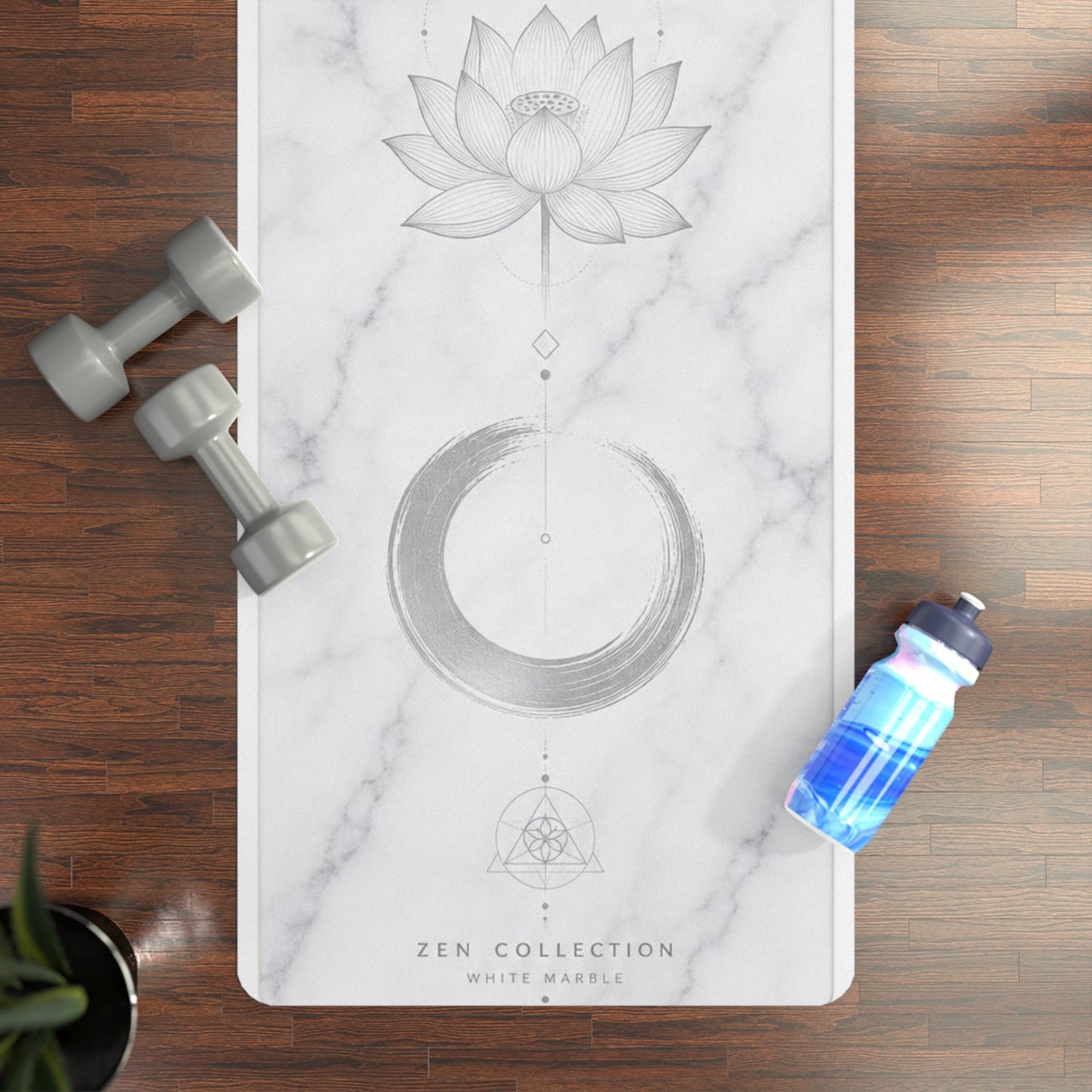 Lotus Moon Phases Rubber Yoga Mat | Marble Mandala Design - Best Yoga Mats for Home Workouts