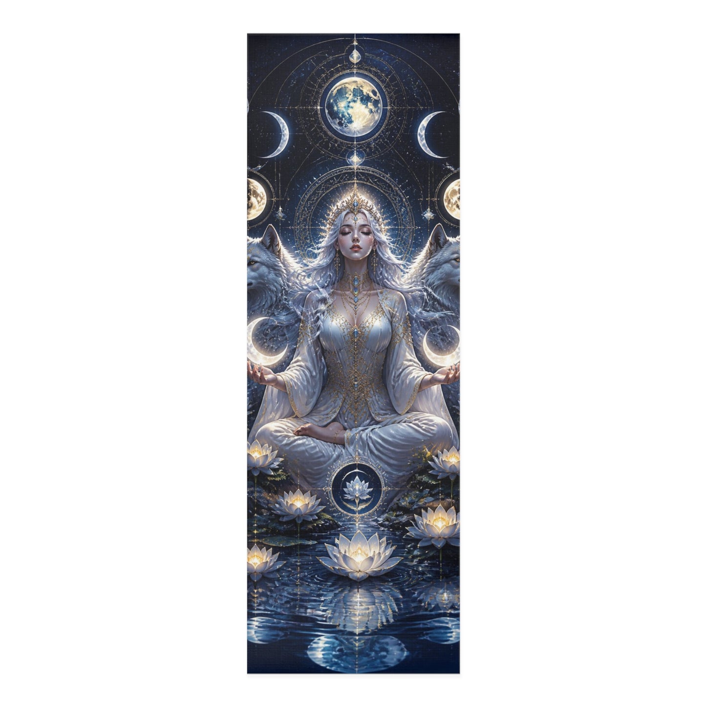 Meditating Moon Goddess Foam Yoga Mat | Celestial Lotus Chakra Design Printify