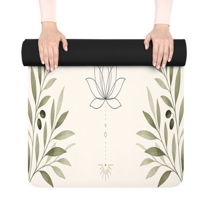 Yoga Love lotus meditation design Rubber Mat | botanical yoga mat - Best Yoga Mats for Home Workouts