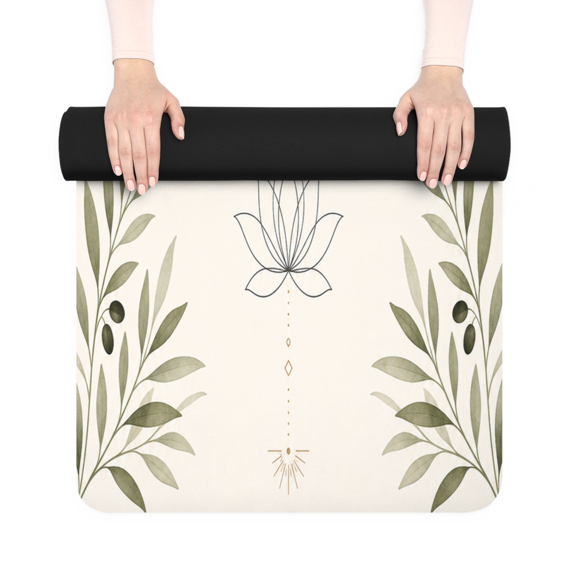 Yoga Love lotus meditation design Rubber Mat | botanical yoga mat - Best Yoga Mats for Home Workouts
