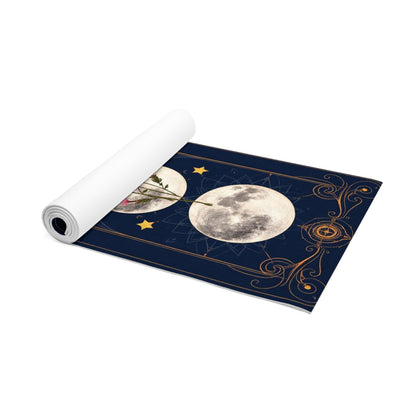 Moon Phases Floral Foam Yoga Mat | Celestial Mooncycle Design - Best Yoga Mats for Home Workouts