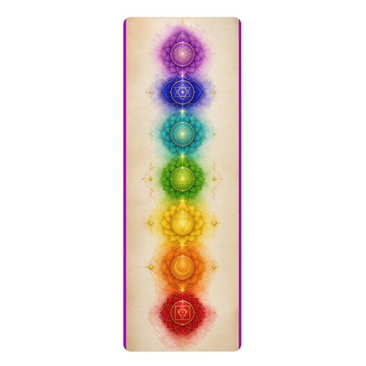 Chakra Alignment Rubber Yoga Mat | Rainbow Energy Centers, Meditation - Best Yoga Mats for Home Workouts