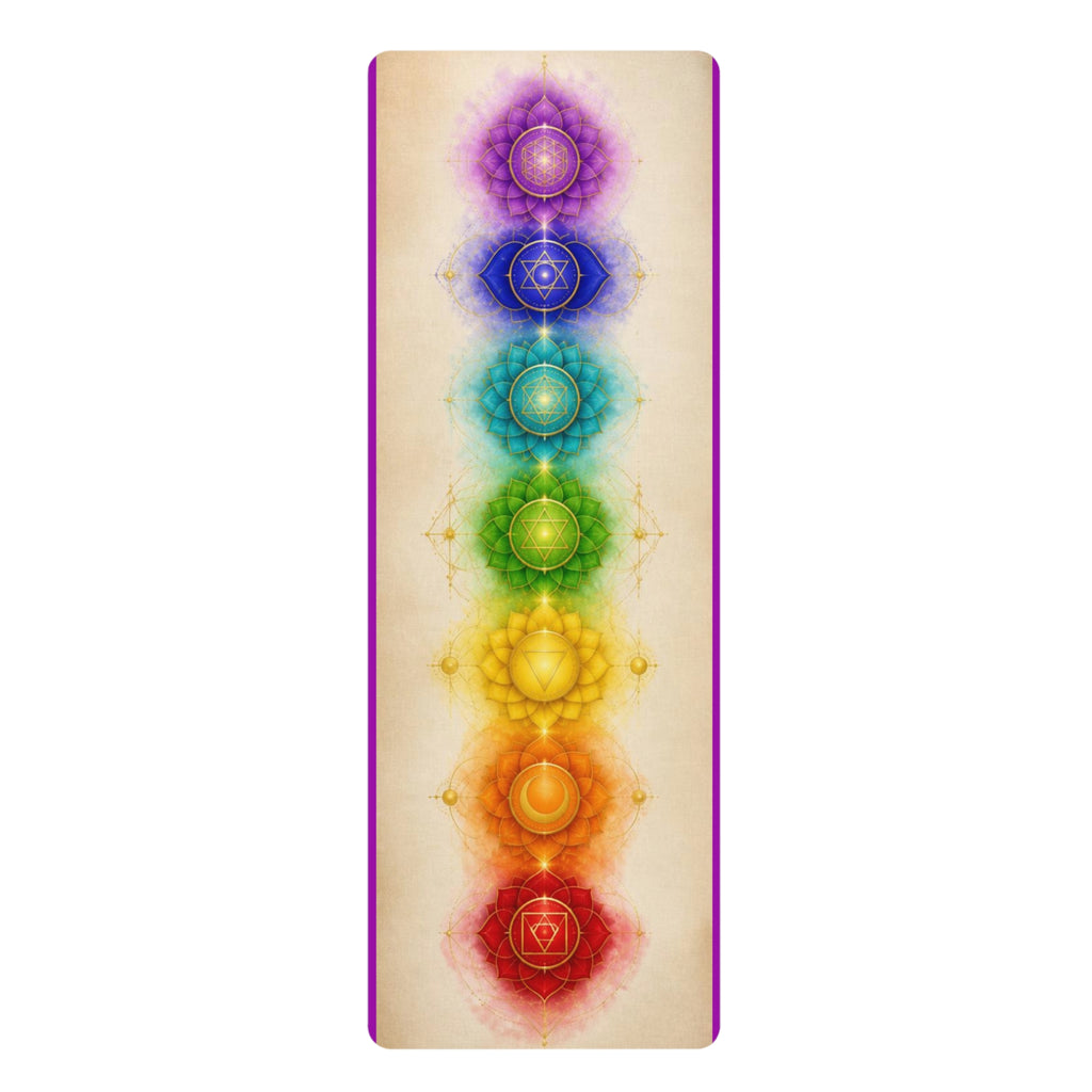 Chakra Alignment Rubber Yoga Mat | Rainbow Energy Centers, Meditation Printify