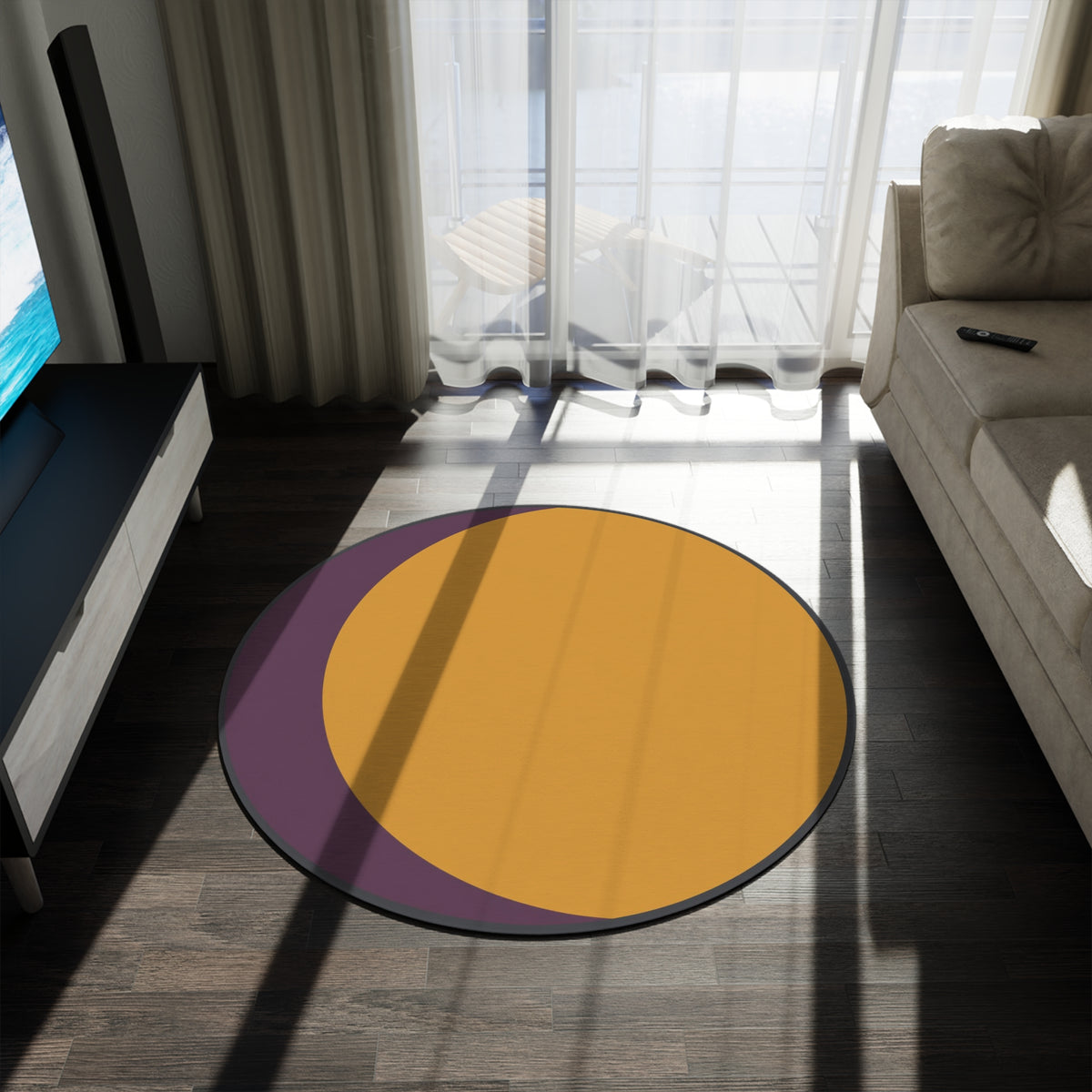 Abstract Crescent Moon Round Rug | Modern Minimalist Floor Mat Printify