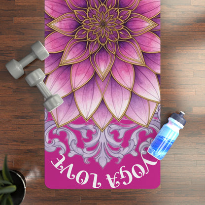 Pink Lotus Mandala Yoga Love Rubber Yoga Mat | Floral Chakra Meditation Mat - Best Yoga Mats for Home Workouts