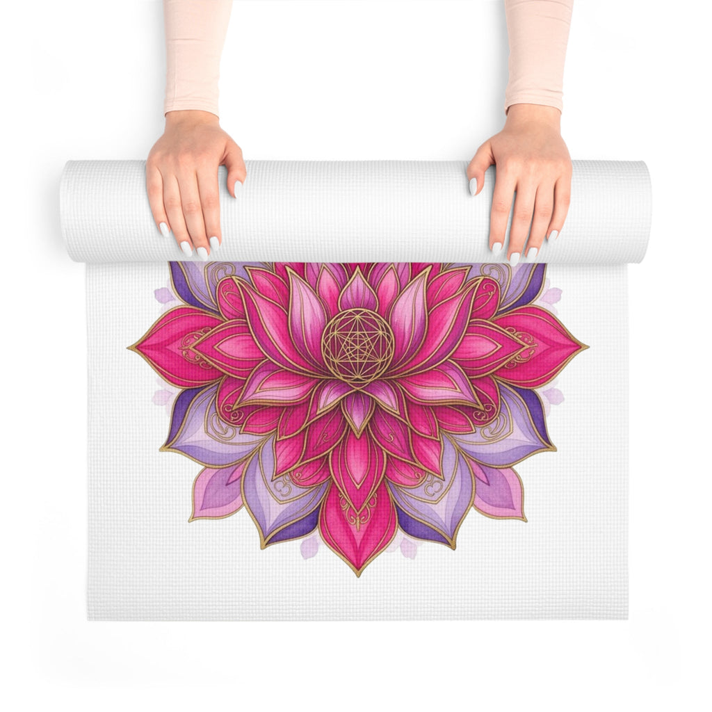 Lotus Bloom Yoga Mat | Inspirational Fitness Mat for Meditation, Pilates & Home Gym, Gift for Active Women Printify