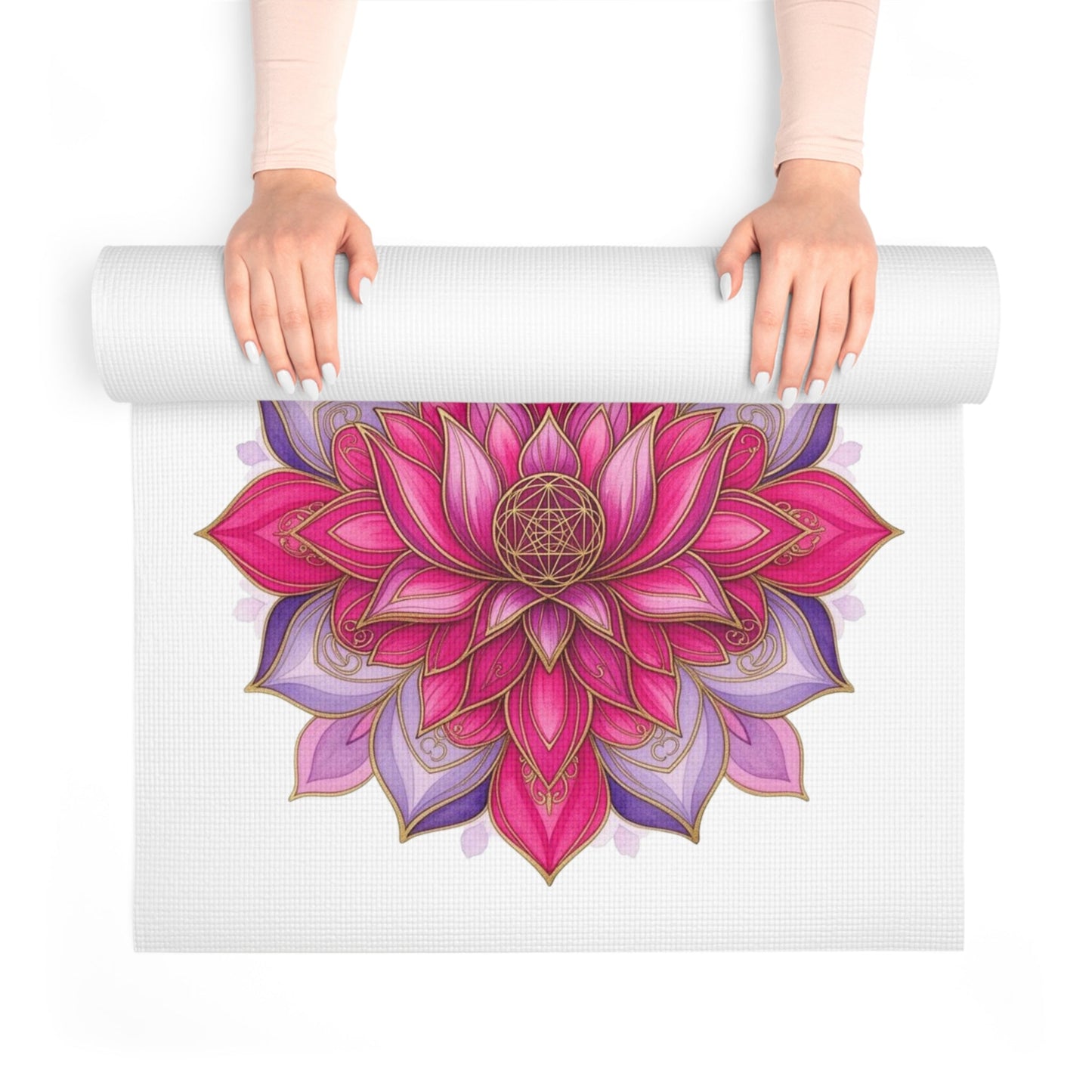 Lotus Bloom Yoga Mat | Inspirational Fitness Mat for Meditation, Pilates & Home Gym, Gift for Active Women - Best Yoga Mats for Home Workouts