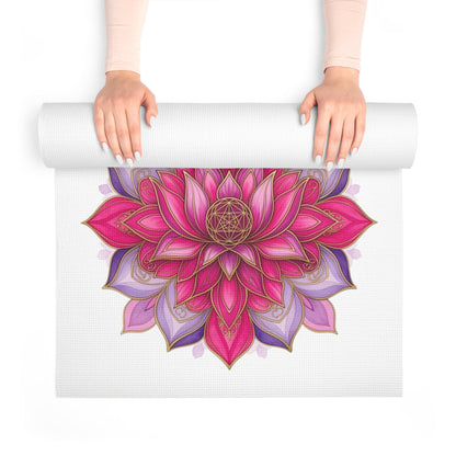 Lotus Bloom Yoga Mat | Inspirational Fitness Mat for Meditation, Pilates & Home Gym, Gift for Active Women - Best Yoga Mats for Home Workouts