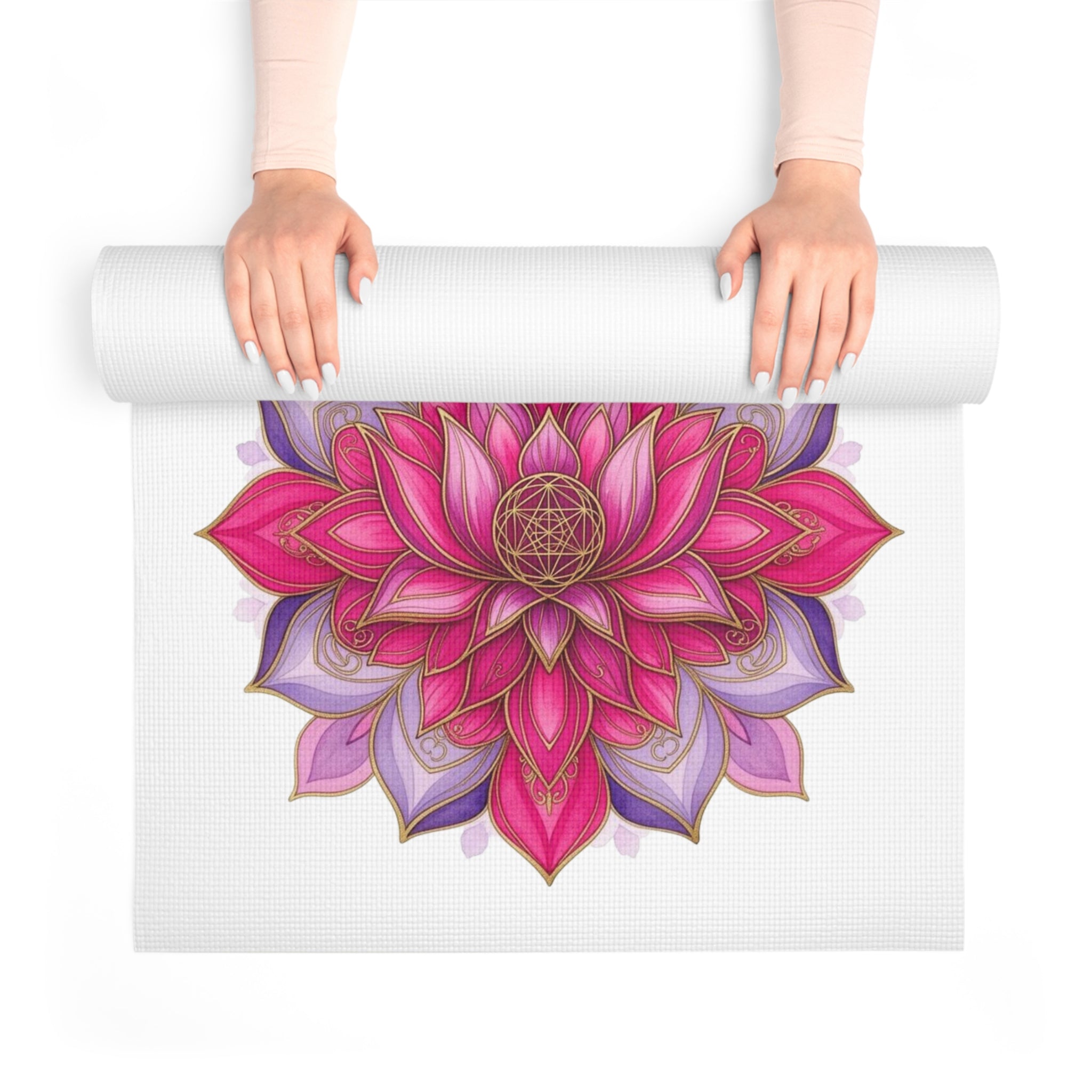 Lotus Bloom Yoga Mat | Inspirational Fitness Mat for Meditation, Pilates & Home Gym, Gift for Active Women Printify