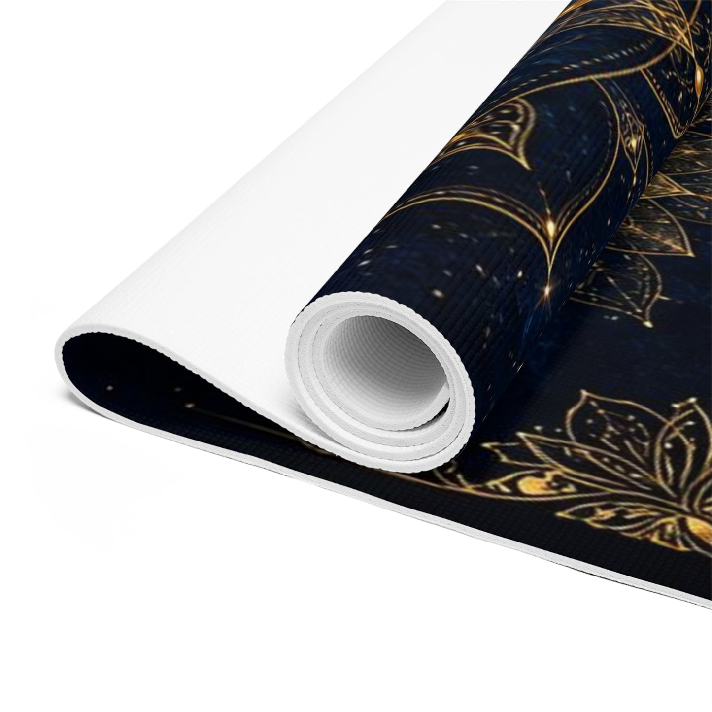 Golden Lotus Mandala Foam Yoga Mat | Cosmic Navy Alignment Mat - Best Yoga Mats for Home Workouts