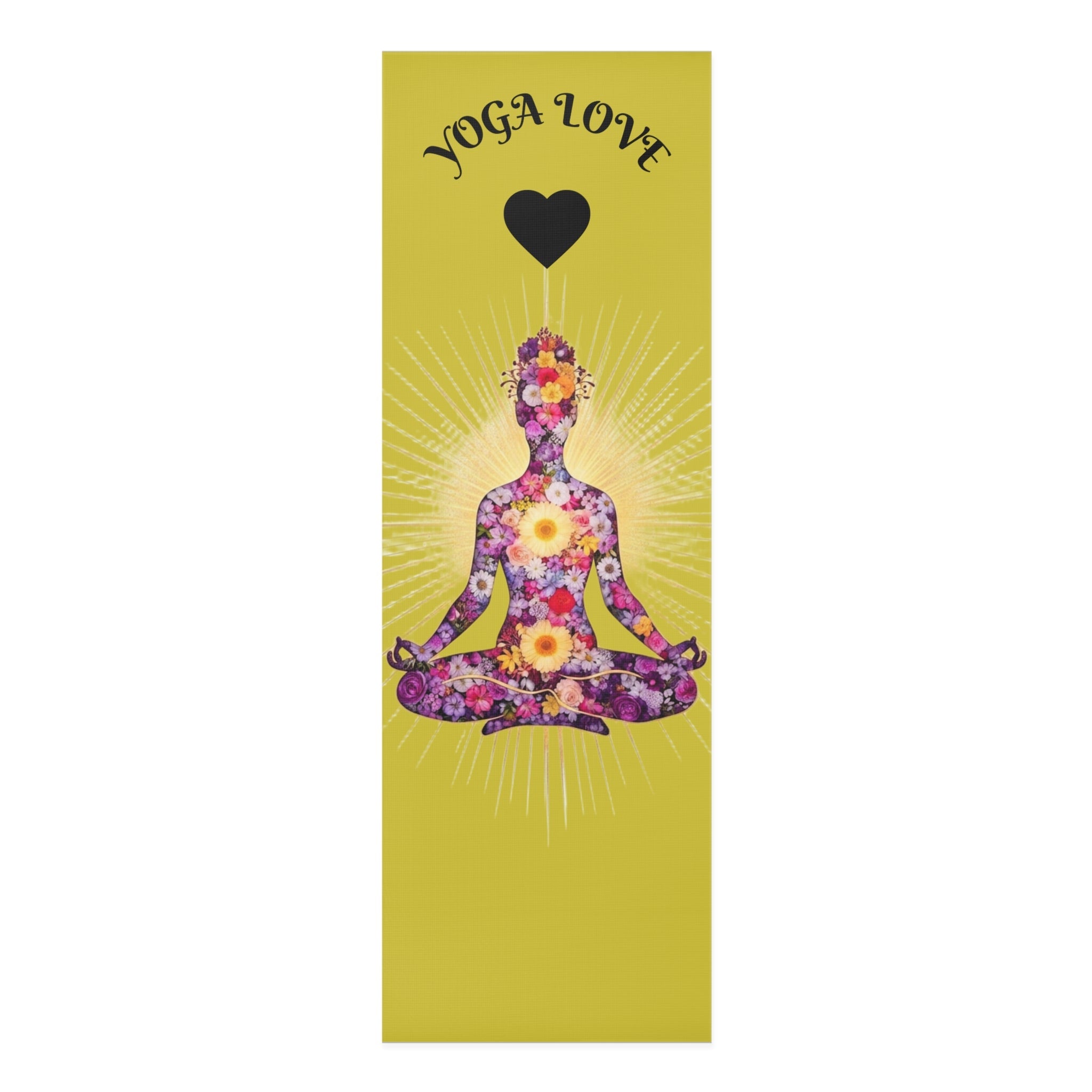 Floral Meditating Figure Yoga Love Foam Yoga Mat | Pink Chakra Design Printify