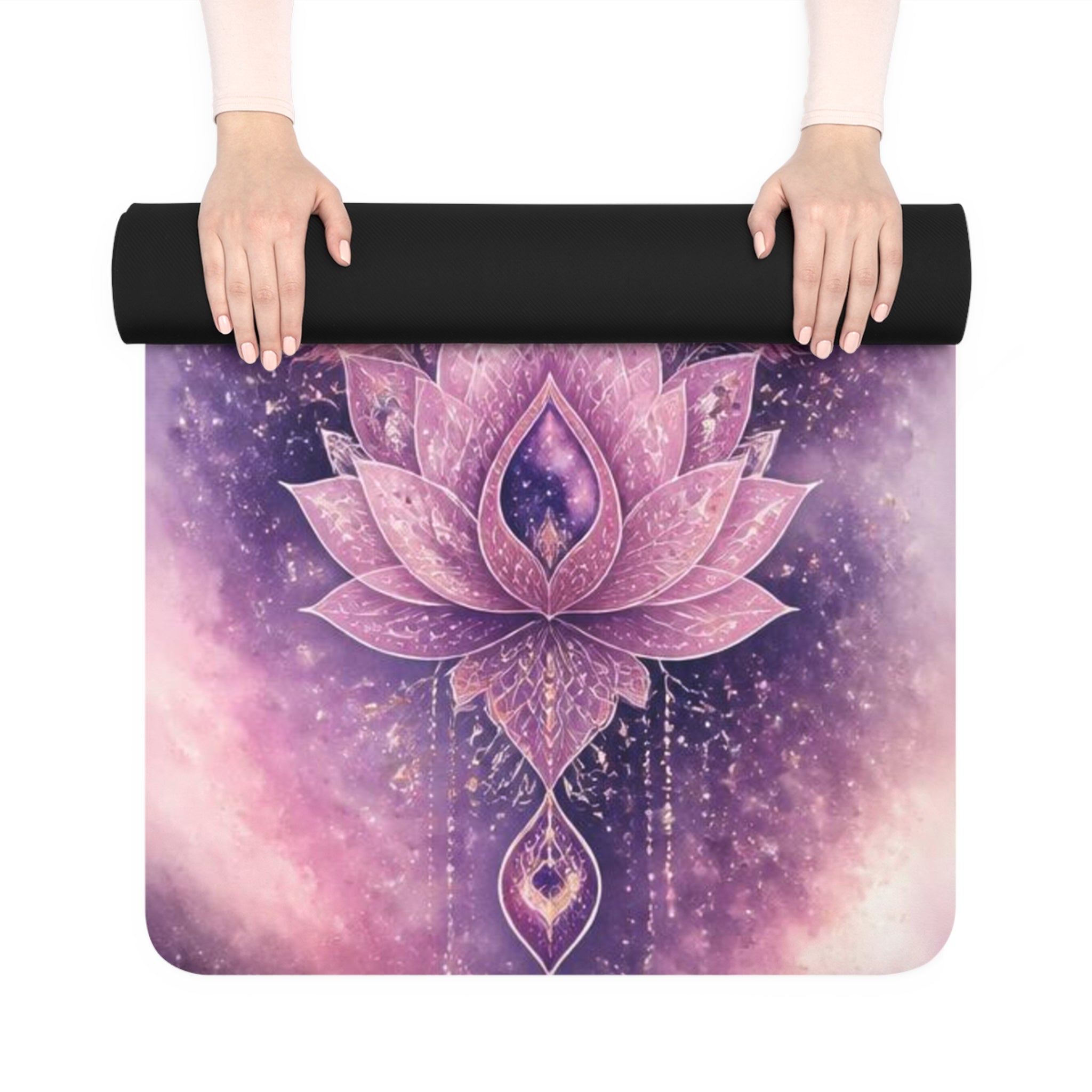 Purple Lotus Mandala Rubber Yoga Mat | Floral Meditation Mat Printify