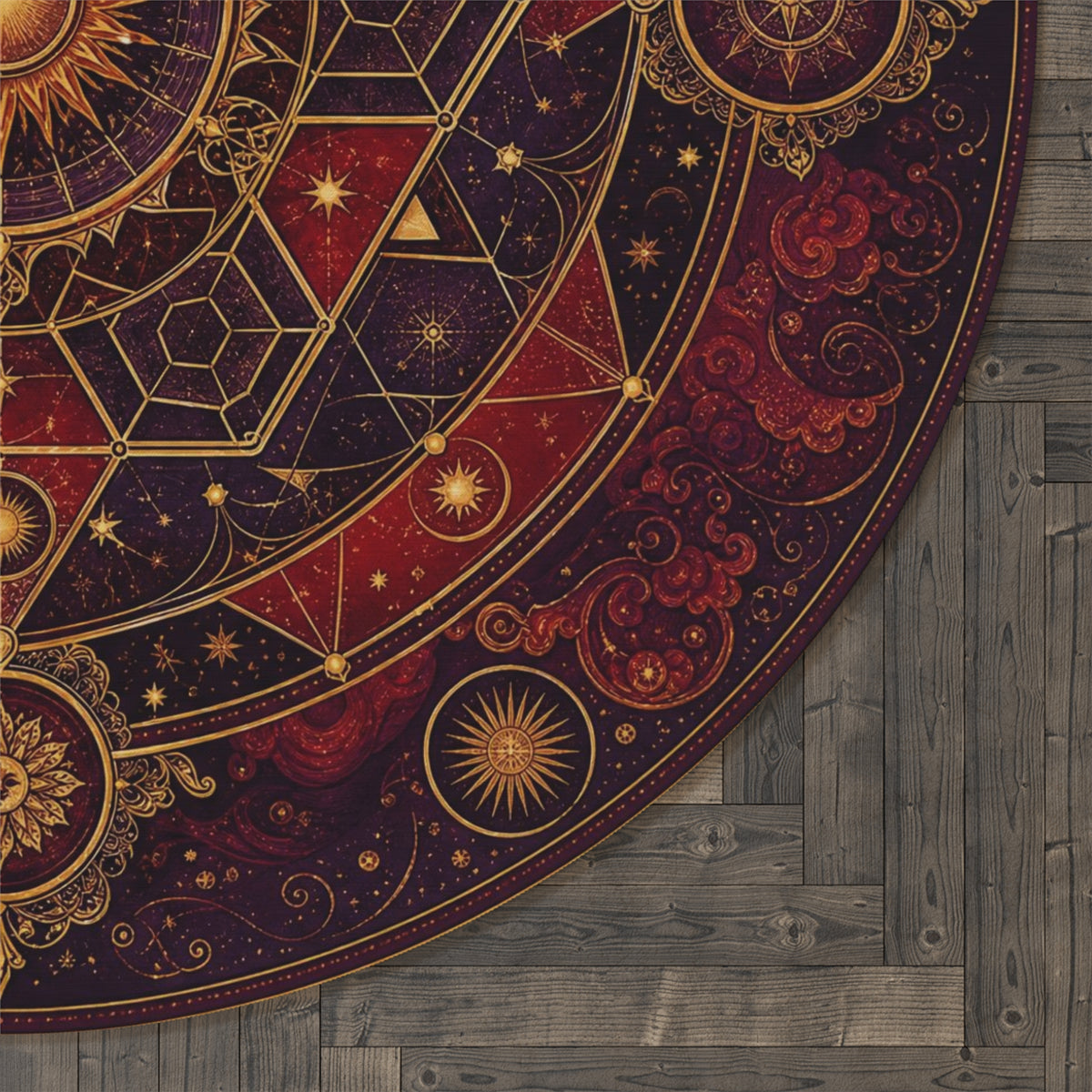 Celestial Mandala Round Rug | Sun Moon Geometric Boho Décor Printify