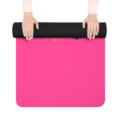 Sunset Yoga Pose Rubber Yoga Mat | Tropical Palm Hibiscus Design - Best Yoga Mats for Home Workouts