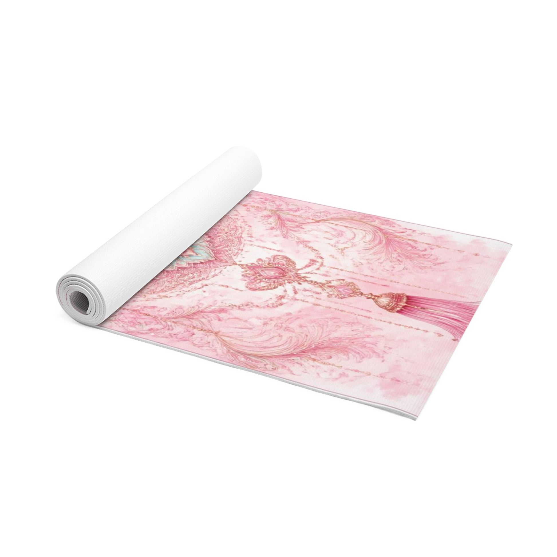 Pink Heart Mandala Foam Yoga Mat | Sacred Lotus Tassel Design - Best Yoga Mats for Home Workouts