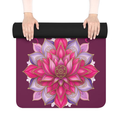 Pink Lotus Yoga Love Rubber Yoga Mat | Floral Meditation Mat - Best Yoga Mats for Home Workouts