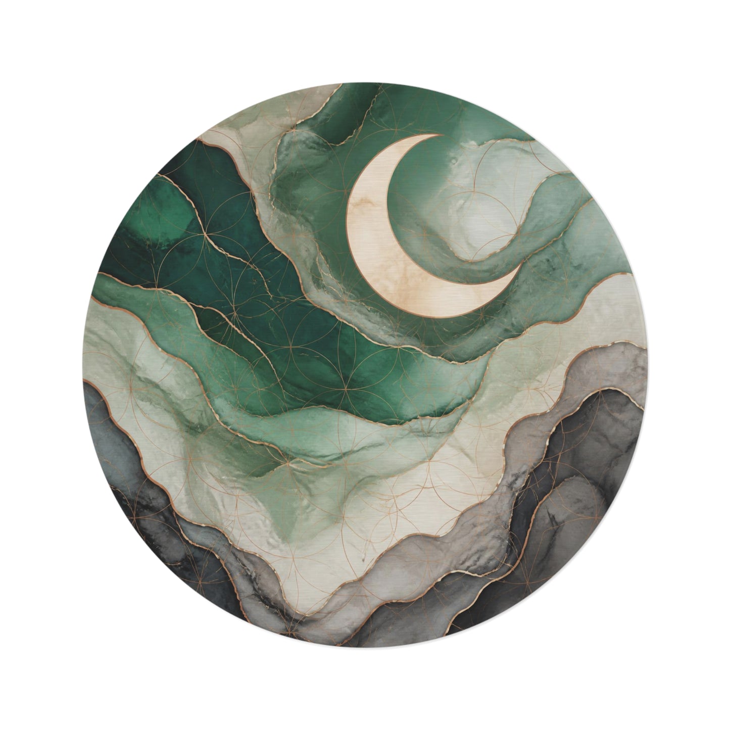 Green Unicorn Rug | Enchanted Forest Fantasy Area Rug | Washable Whimsical Bedroom Floor Mat | Round Fairy Decor Printify