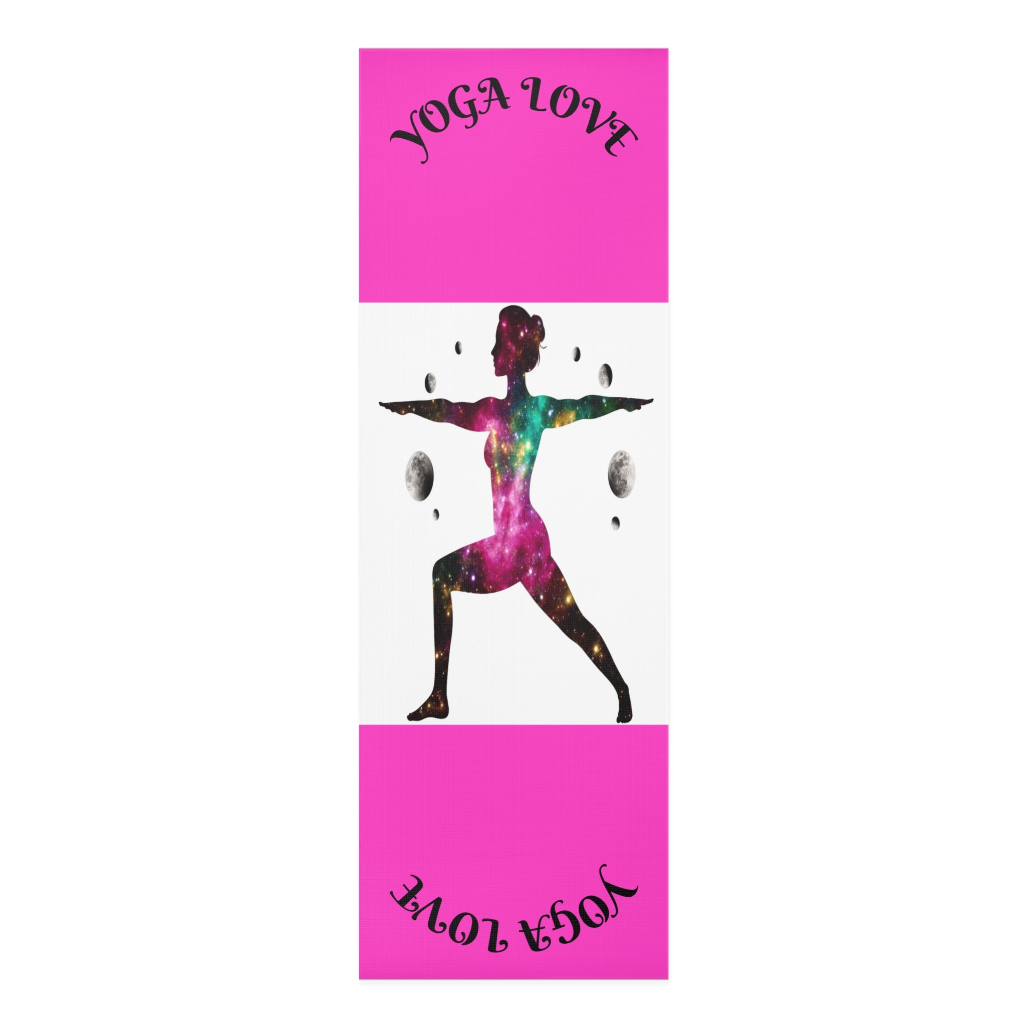 Galaxy Warrior Pose Foam Yoga Mat | Pink Yoga Love Design | Gift For Her