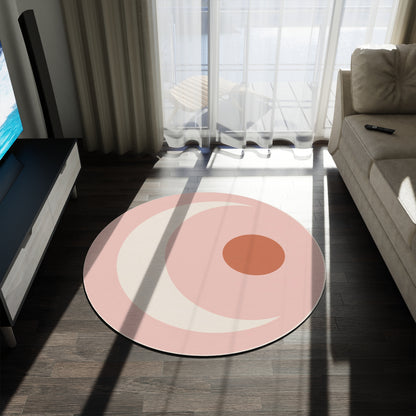 Crescent Moon and Sun Round Rug | Boho Pink Nursery Floor Mat Printify