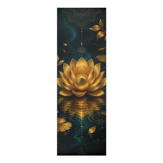 Golden Lotus Meditation Foam Yoga Mat | Lotus Flower Mandala Design - Best Yoga Mats for Home Workouts