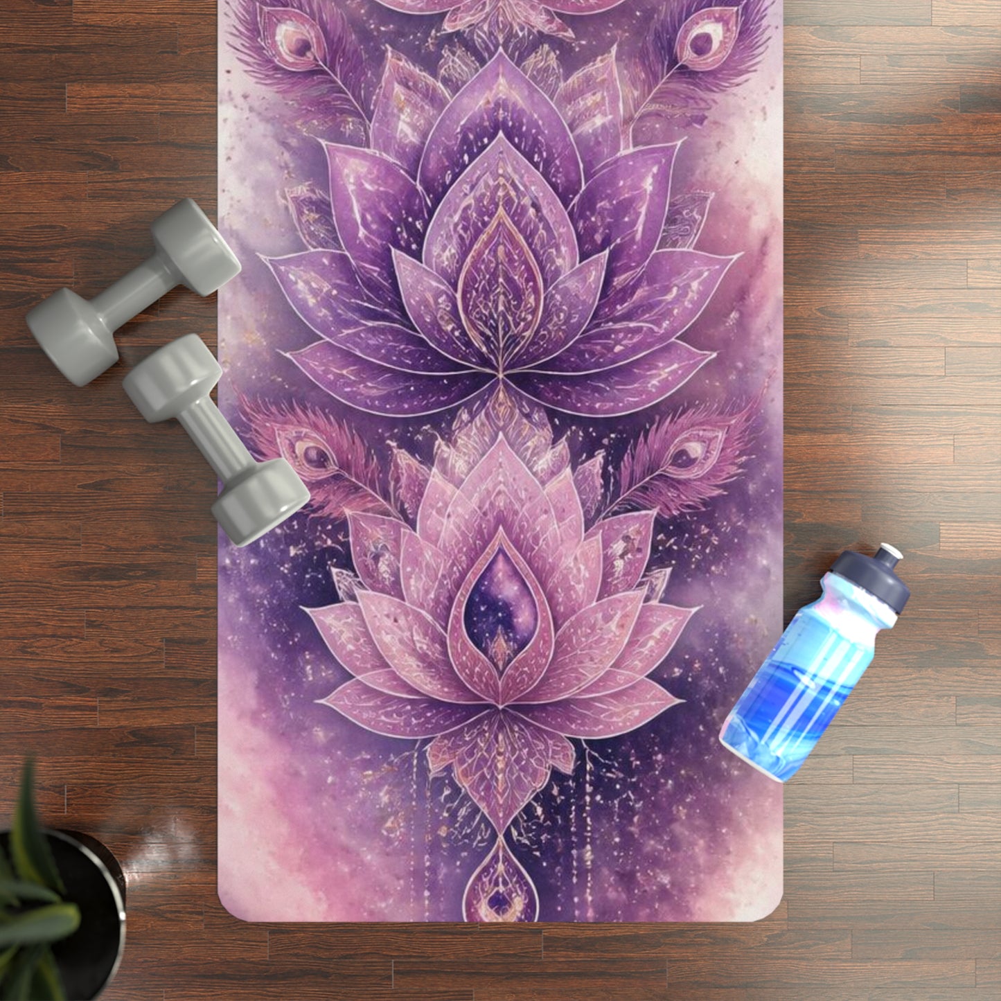 Purple Lotus Pattern Rubber Yoga Mat | Floral Mandala Alignment - Best Yoga Mats for Home Workouts
