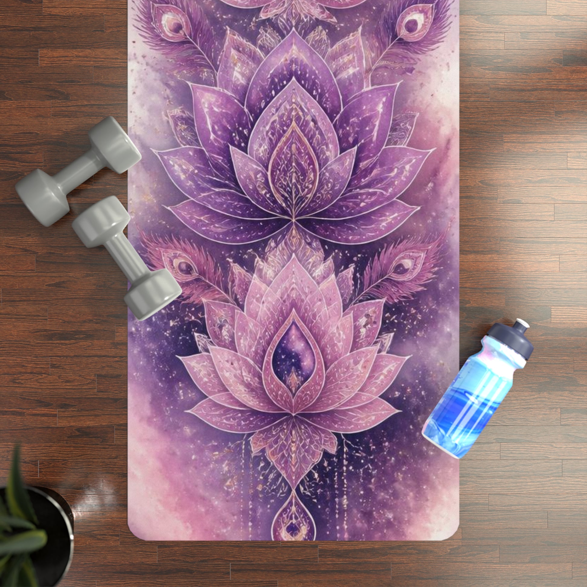 Purple Lotus Pattern Rubber Yoga Mat | Floral Mandala Alignment - Best Yoga Mats for Home Workouts