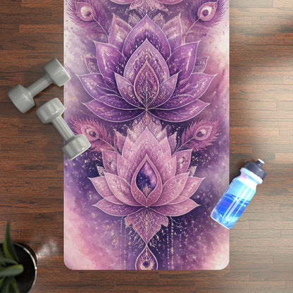 Purple Lotus Pattern Rubber Yoga Mat | Floral Mandala Alignment - Best Yoga Mats for Home Workouts