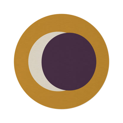 Crescent Moon Graphic Round Rug | Mid Century Modern Earthtones Printify
