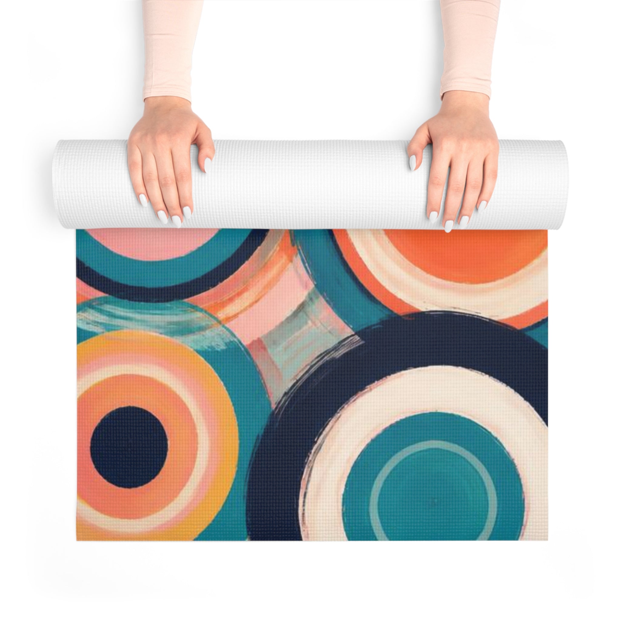 Retro Colorful Concentric Circles Foam Yoga Mat Printify