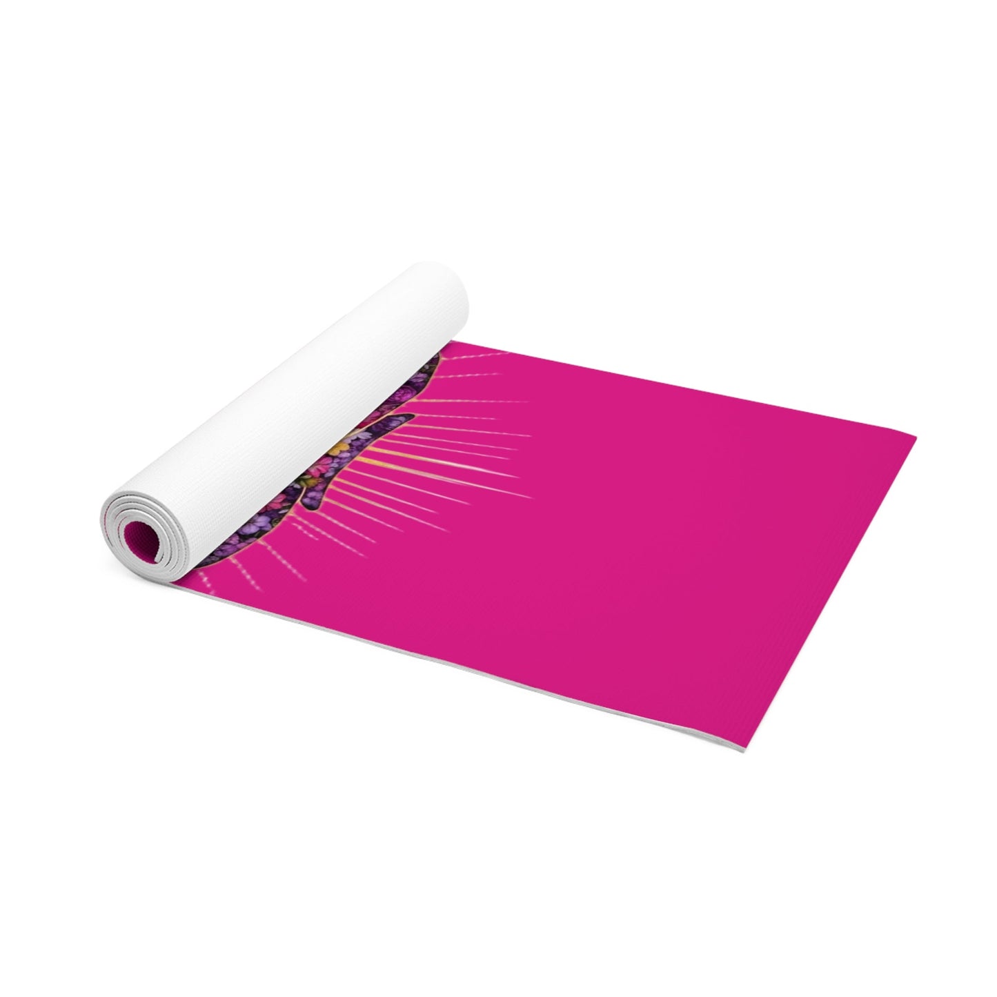 Floral Meditating Figure Yoga Love Foam Yoga Mat | Pink Chakra Design - Best Yoga Mats for Home Workouts