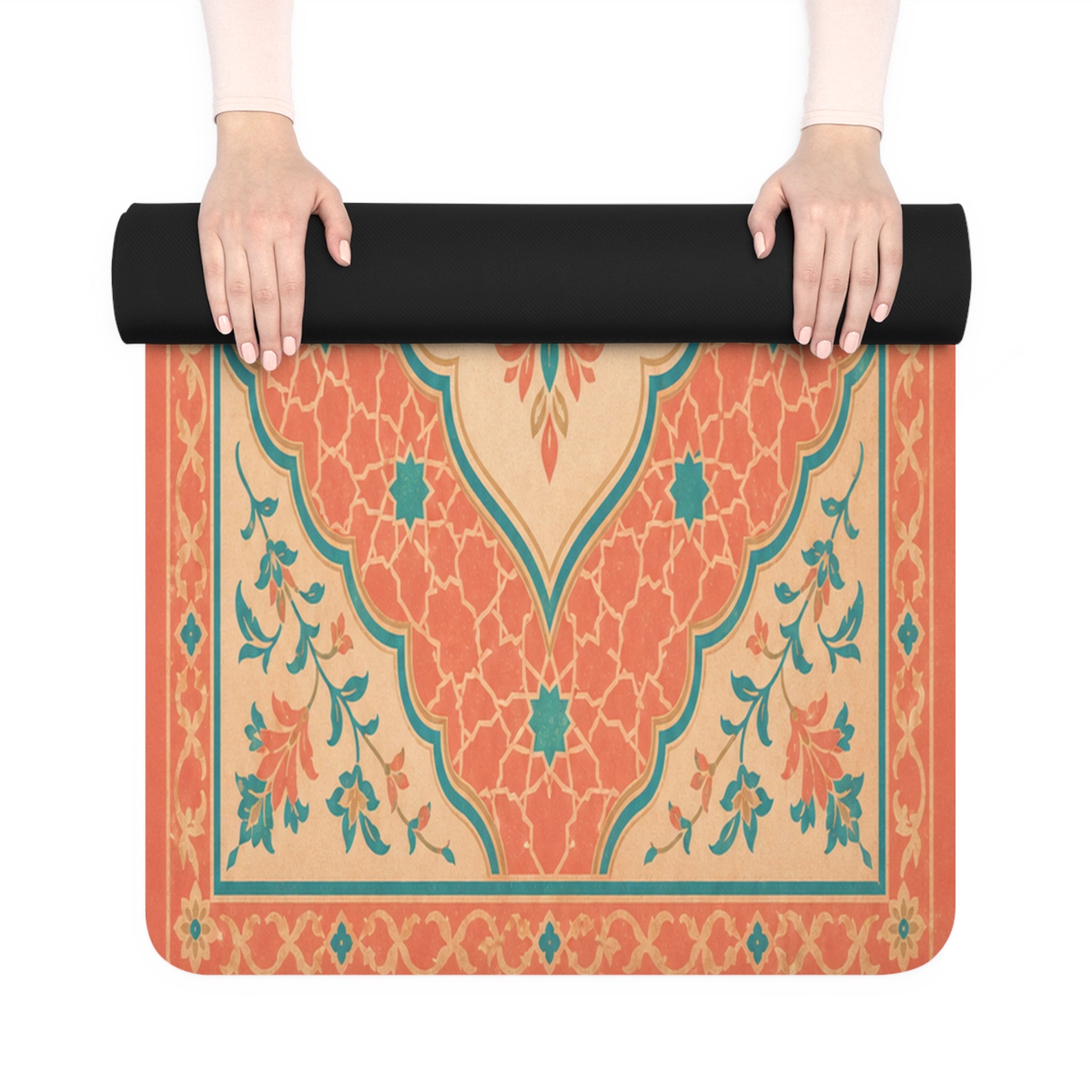 Yoga Love mandala pattern Rubber Yoga Mat | boho floral mat