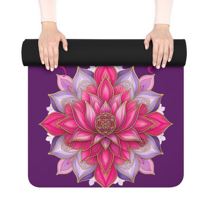 Pink Lotus Yoga Love Rubber Yoga Mat | Floral Meditation Mat - Best Yoga Mats for Home Workouts
